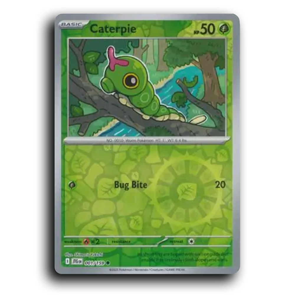 Caterpie Journey Together 001/159 Common Reverse Holo Near Mint Pokemon Card TCG