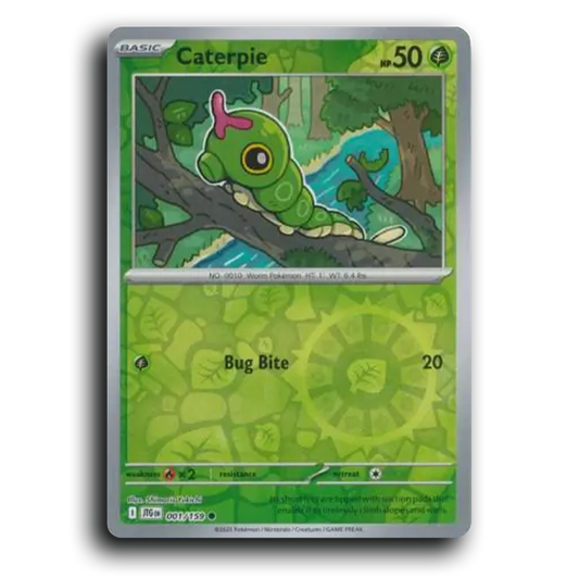 Caterpie Journey Together 001/159 Common Reverse Holo Near Mint Pokemon Card TCG