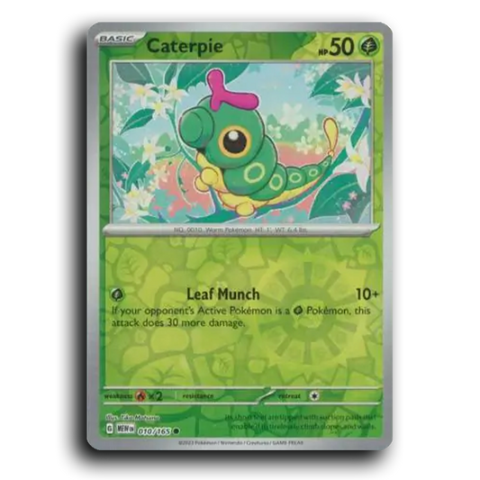 Caterpie 010/165 151 Common Pokemon Card TCG Reverse Holo