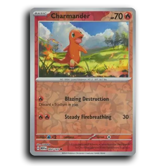 Charmander 004/165 151 Common Pokemon Card TCG Reverse Holo