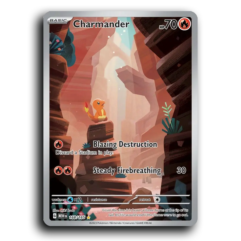 Charmander 168/165 151 Illustration Rare Pokemon Card TCG Near Mint NM Holofoil