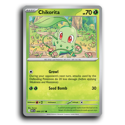 Chikorita 008/217 Ascended Heroes Common Pokemon Card TCG Near Mint NM