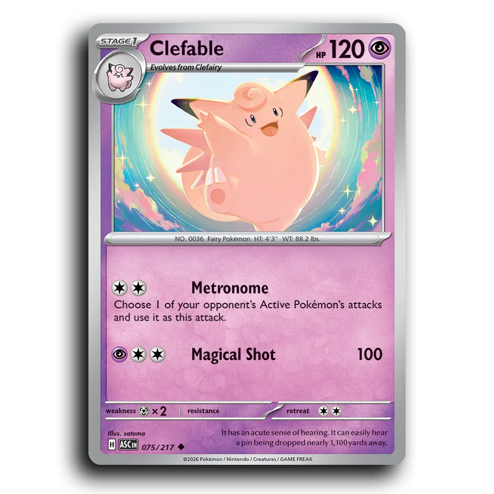 Clefable 075/217 Ascended Heroes Uncommon Pokemon Card TCG Near Mint NM