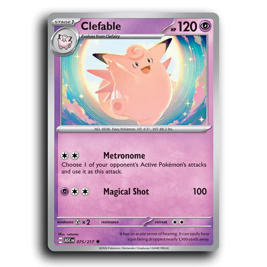 Clefable 075/217 Ascended Heroes Uncommon Pokemon Card TCG Near Mint NM