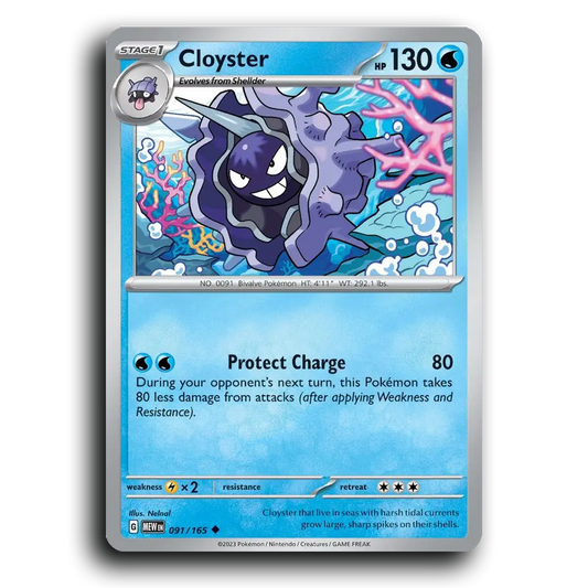 Cloyster 091/165 151 Uncommon Pokemon Card TCG Near Mint NM