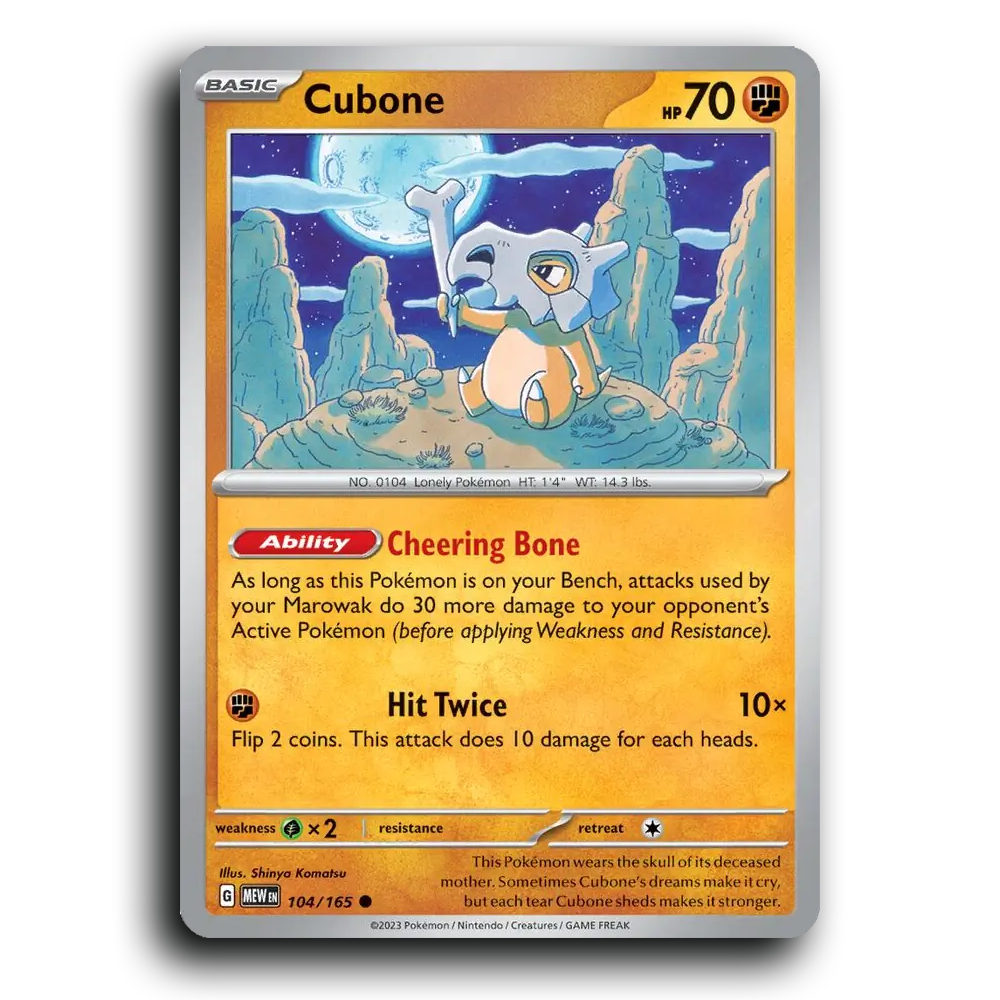 Cubone 104/165 151 Common Pokemon Card TCG Near Mint NM