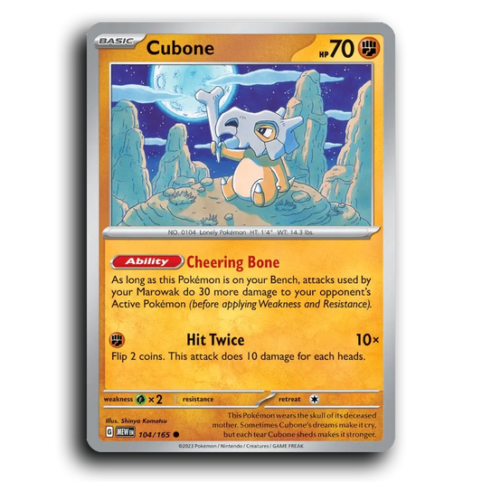 Cubone 104/165 151 Common Pokemon Card TCG Near Mint NM