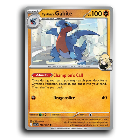 Cynthia's Gabite 110/217 Ascended Heroes Uncommon Pokemon Card TCG Near Mint NM