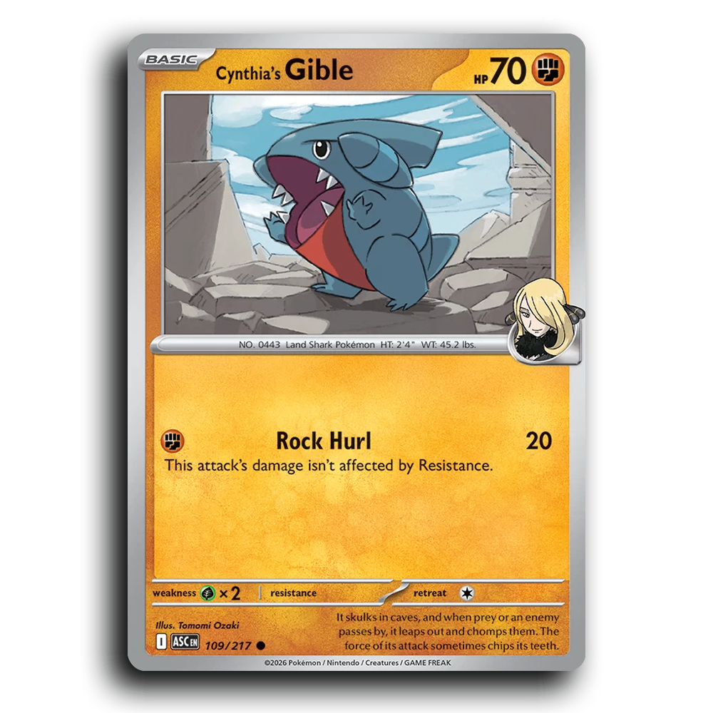 Cynthia's Gible - 109/217 Ascended Heroes Common Pokemon Card TCG Near Mint NM