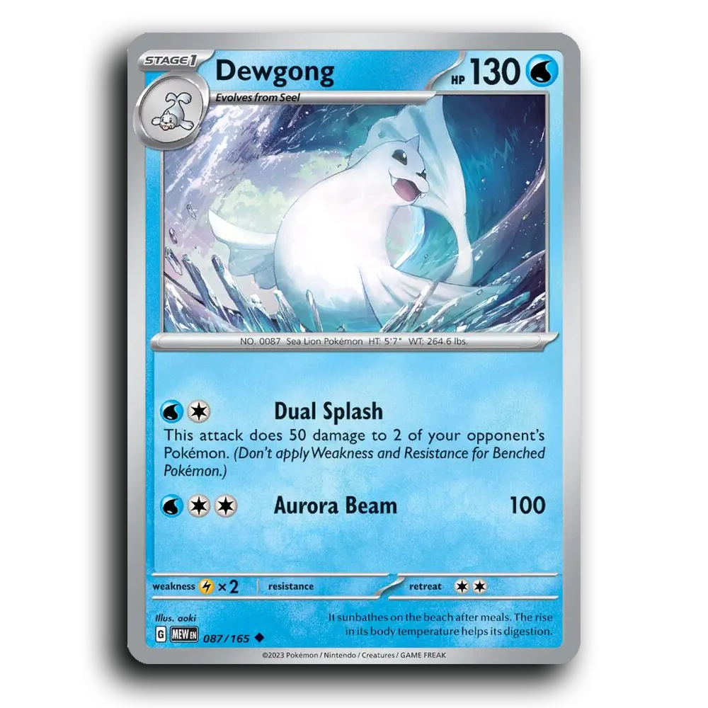 Dewgong 087/165 151 Uncommon Pokemon Card TCG Near Mint NM