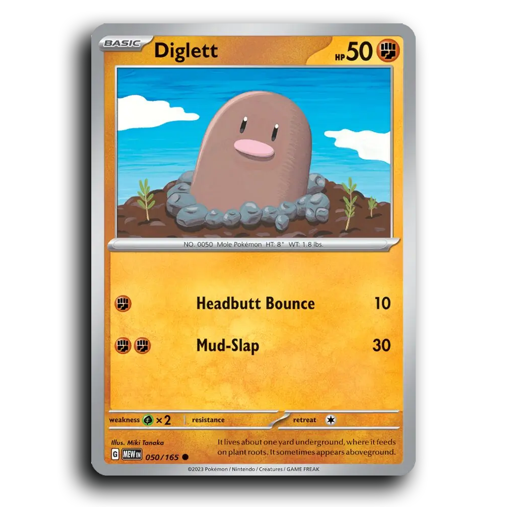 Diglett 050/165 151 Common Pokemon Card TCG