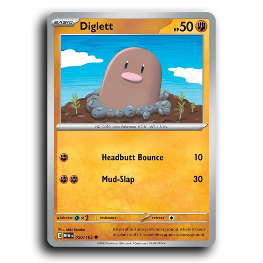 Diglett 050/165 151 Common Pokemon Card TCG