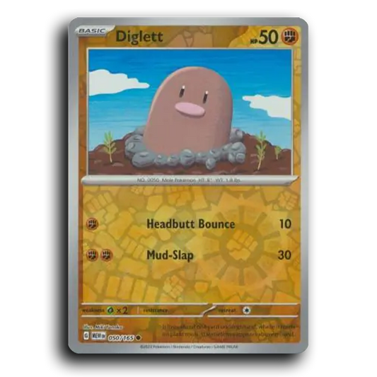 Diglett 050/165 151 Common Pokemon Card TCG Reverse Holo