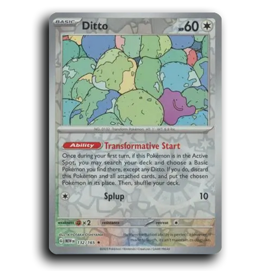 Ditto 132/165 151 Rare Pokemon Card TCG Near Mint NM Reverse Holo