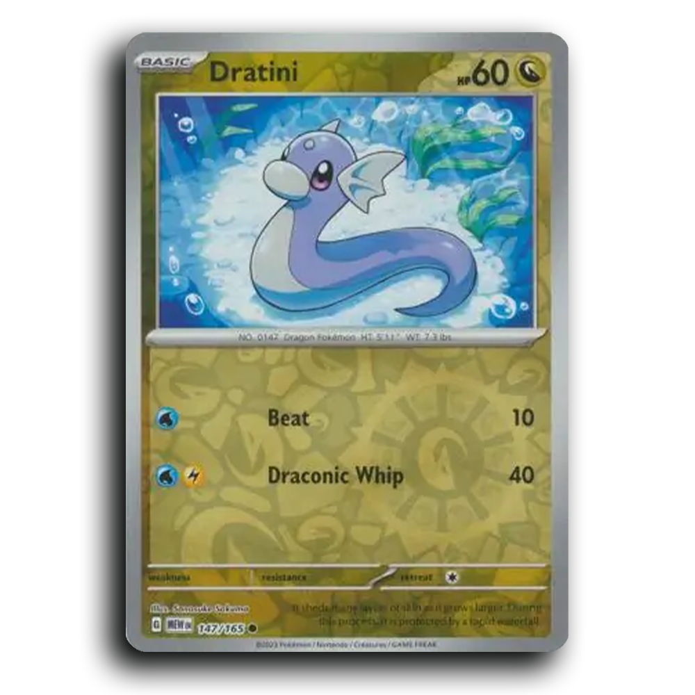Dratini 147/165 151 Common Pokemon Card TCG Near Mint NM Reverse Holo