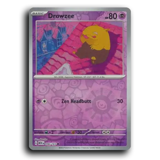 Drowzee 096/165 151 Common Pokemon Card TCG Near Mint NM Reverse Holo