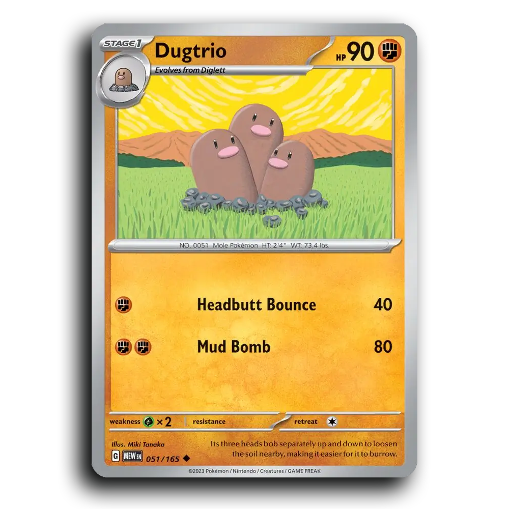 Dugtrio 051/165 151 Uncommon Pokemon Card TCG