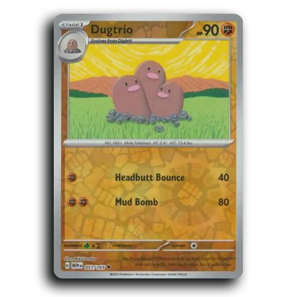 Dugtrio 051/165 151 Uncommon Pokemon Card TCG Reverse Holo