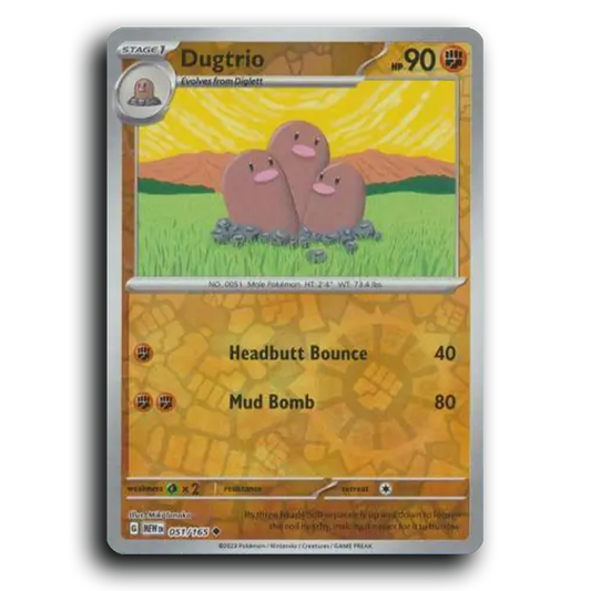 Dugtrio 051/165 151 Uncommon Pokemon Card TCG Reverse Holo