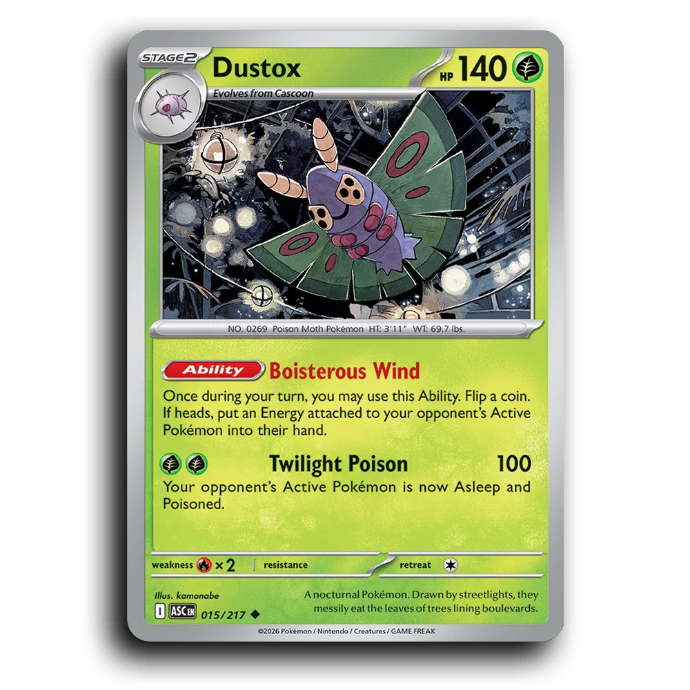 Dustox 015/217 Ascended Heroes Uncommon Pokemon Card TCG Near Mint NM
