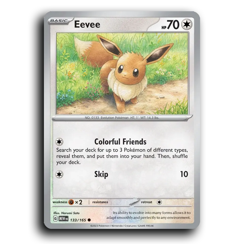 Eevee 133/165 151 Common Pokemon Card TCG Near Mint NM