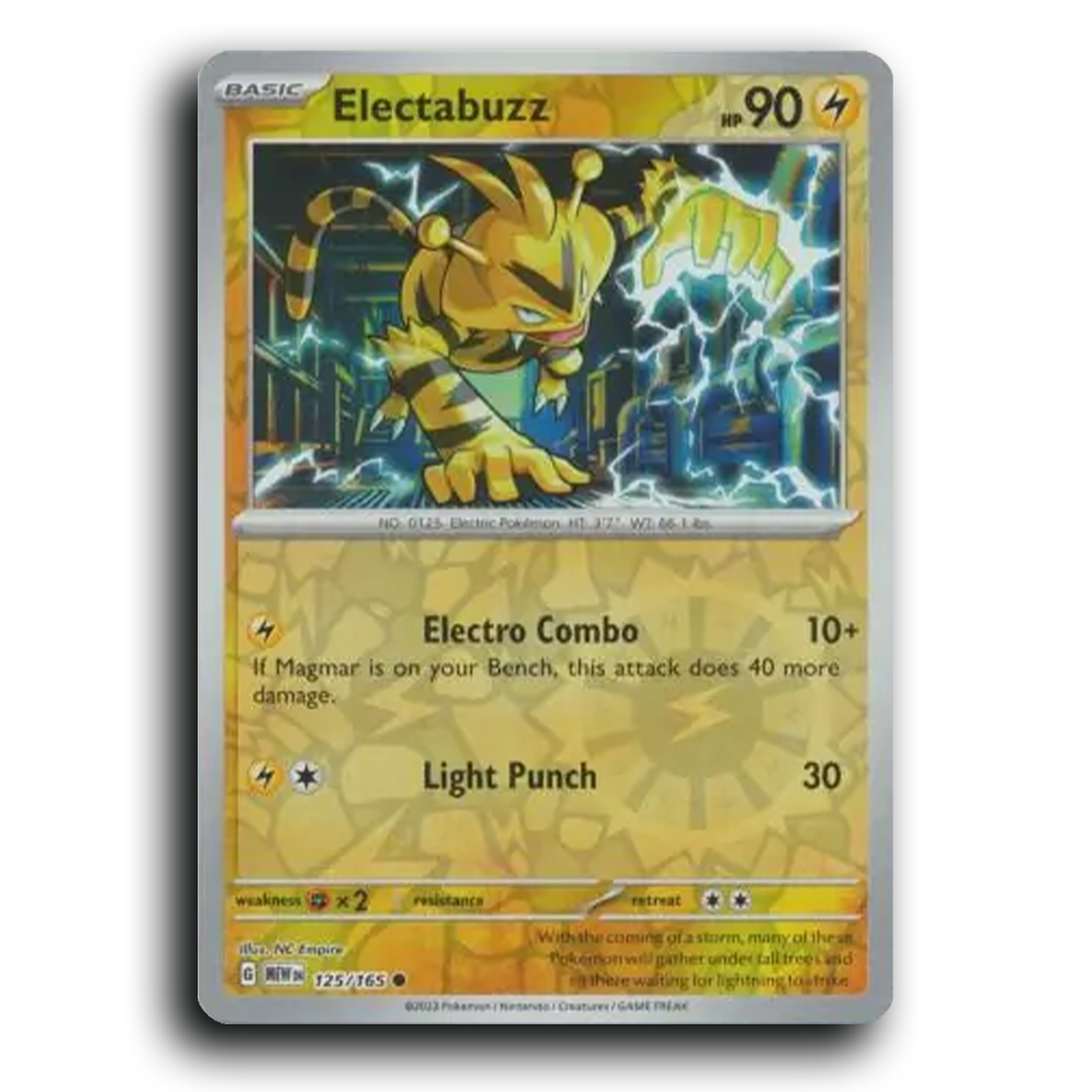 Electabuzz 125/165 151 Common Pokemon Card TCG Near Mint NM Reverse Holo