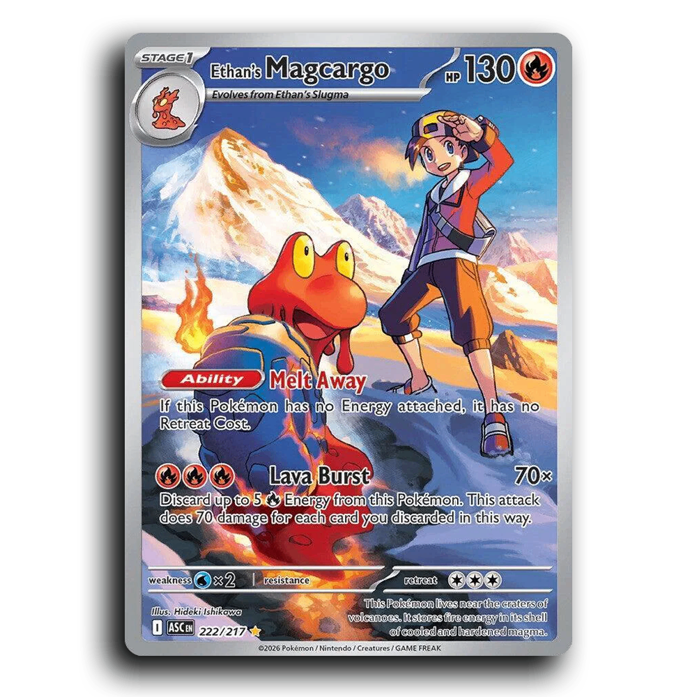 Ethan's Magcargo 222/217 Ascended Heroes Illustration Rare Pokemon Card TCG Near Mint NM Holofoil