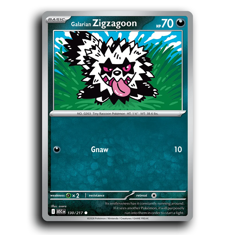 Galarian Zigzagoon 130/217 Ascended Heroes Common Pokemon Card TCG Near Mint NM