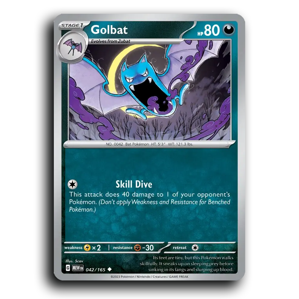 Golbat 042/165 151 Uncommon Pokemon Card TCG