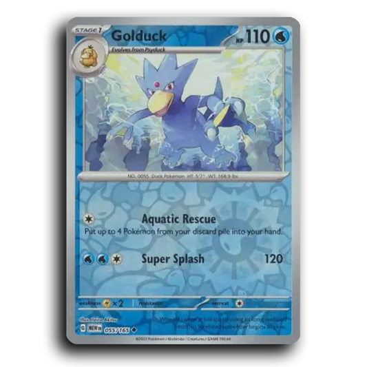 Golduck 055/165 151 Uncommon Pokemon Card TCG Reverse Holo