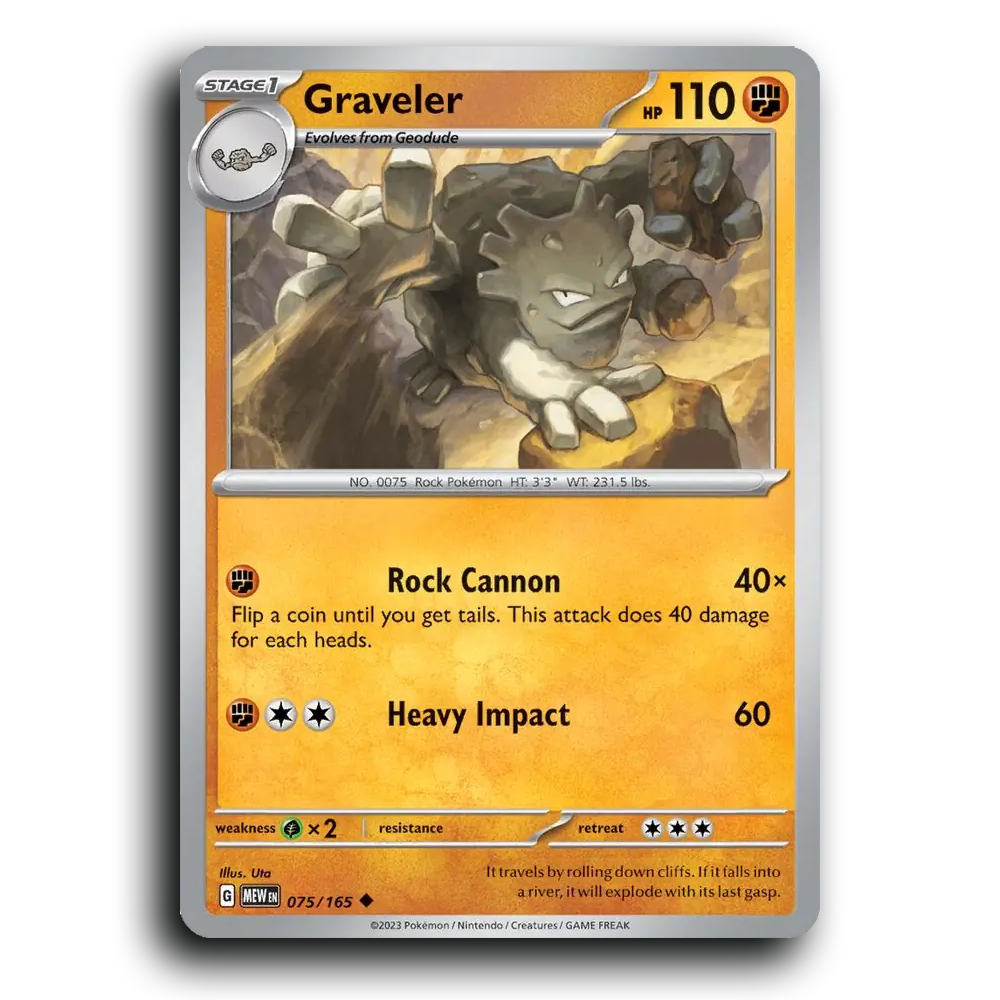 Graveler 075/165 151 Uncommon Pokemon Card TCG Near Mint NM