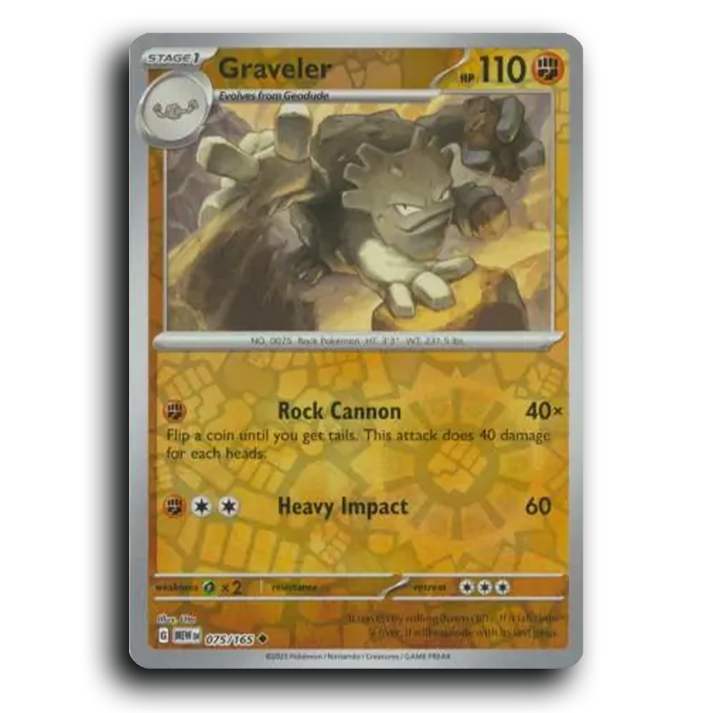 Graveler 075/165 151 Uncommon Pokemon Card TCG Near Mint NM Reverse Holo