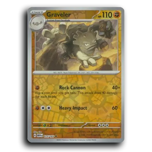 Graveler 075/165 151 Uncommon Pokemon Card TCG Near Mint NM Reverse Holo