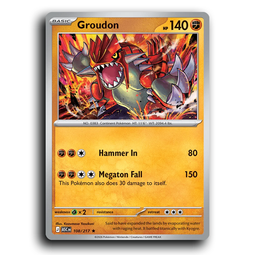Groudon 108/217 Ascended Heroes Rare Pokemon Cards TCG Near Mint NM Holofoil
