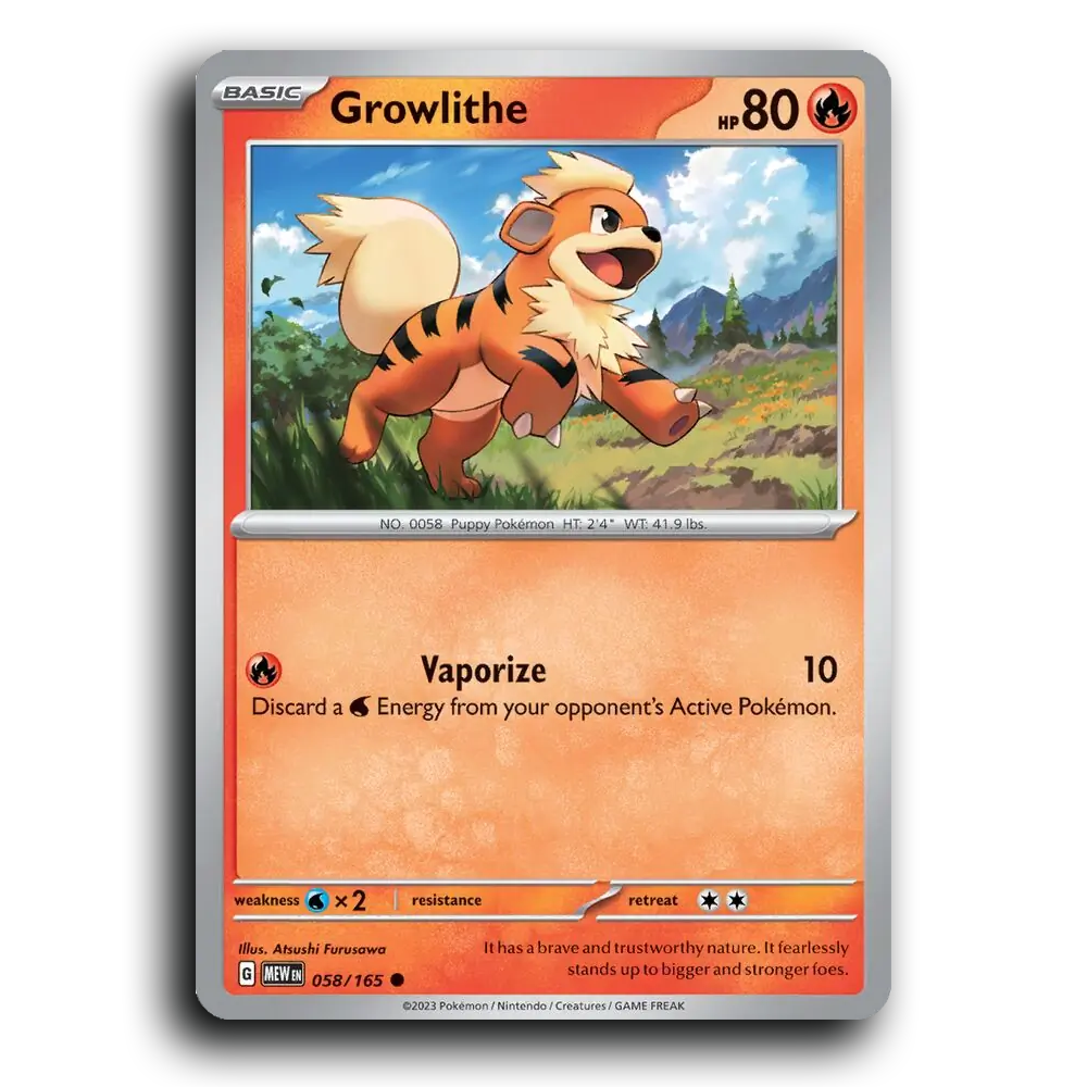 Growlithe 058/165 151 Common Pokemon Card TCG