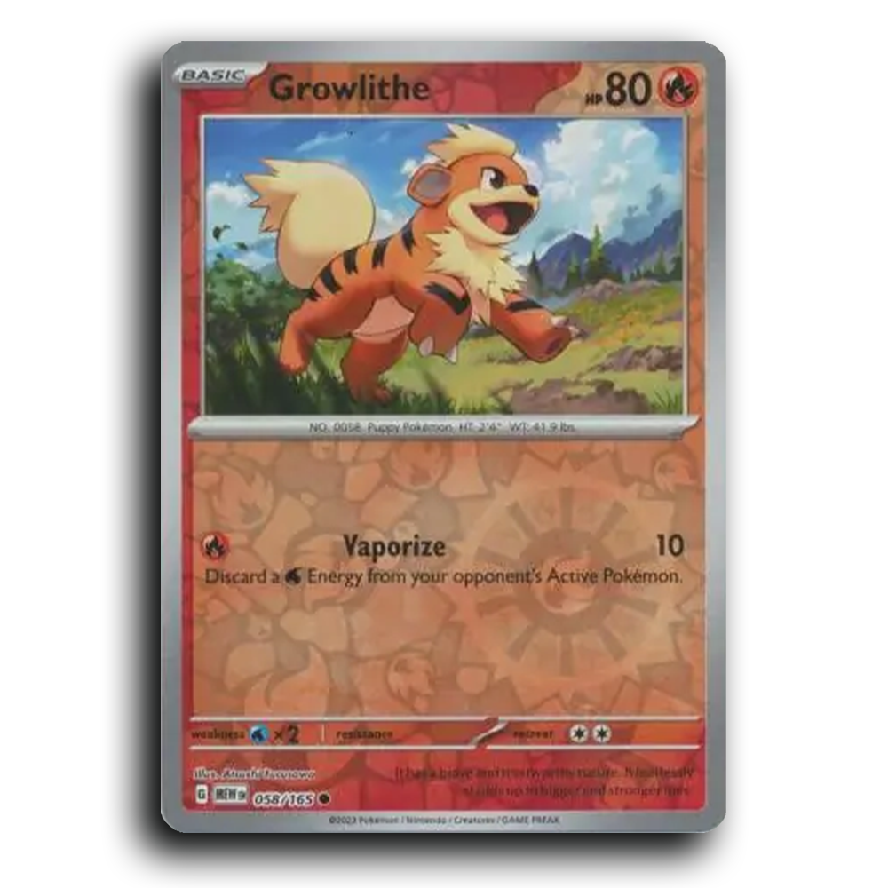 Growlithe 058/165 151 Common Pokemon Card TCG Reverse Holo