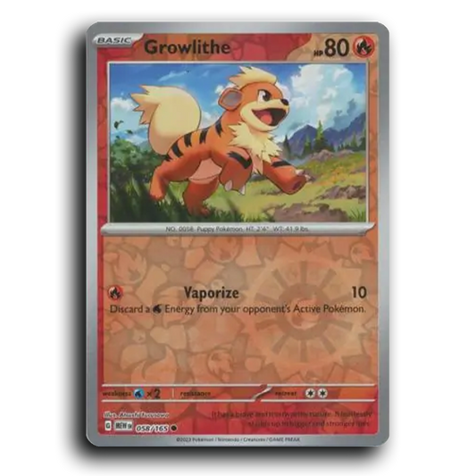 Growlithe 058/165 151 Common Pokemon Card TCG Reverse Holo