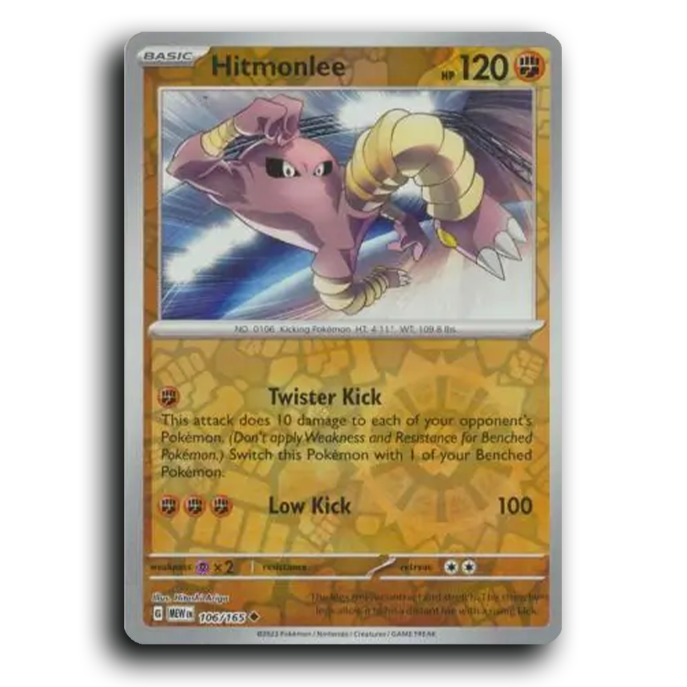 Hitmonlee 106/165 151 Uncommon Pokemon Card TCG Near Mint NM Reverse Holo
