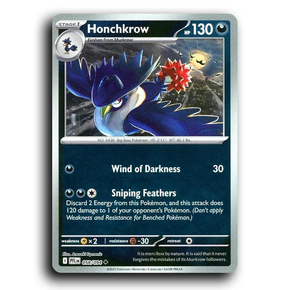 Honchkrow (058/094) [Phantasmal Flames] Uncommon Pokemon Card TCG Near Mint NM Reverse Holo