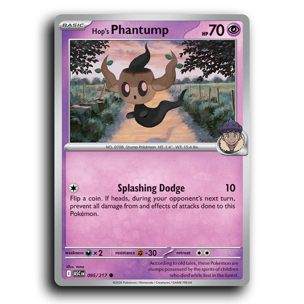 Hop's Phantump 095/217 Ascended Heroes Common Pokemon Card TCG Near Mint NM