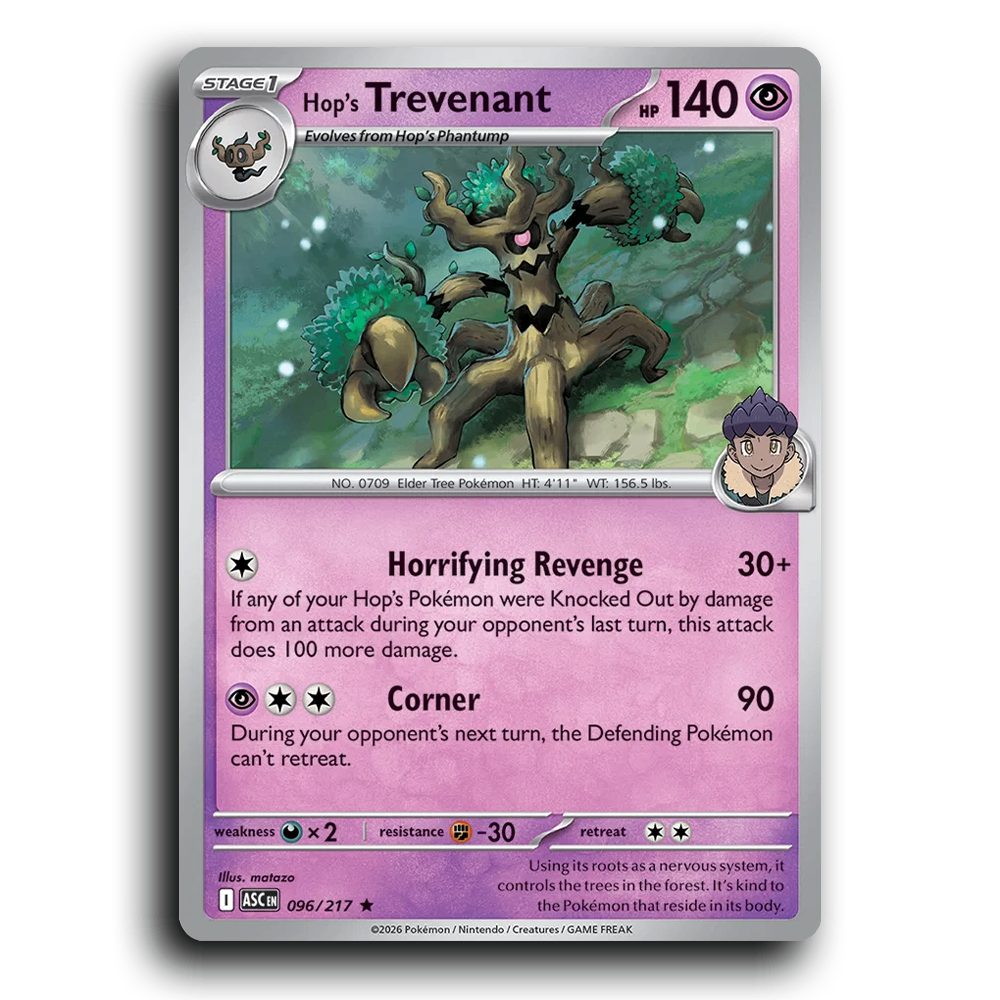 Hop's Trevenant 096/217 Ascended Heroes Rare Pokemon Card TCG Near Mint NM Holofoil