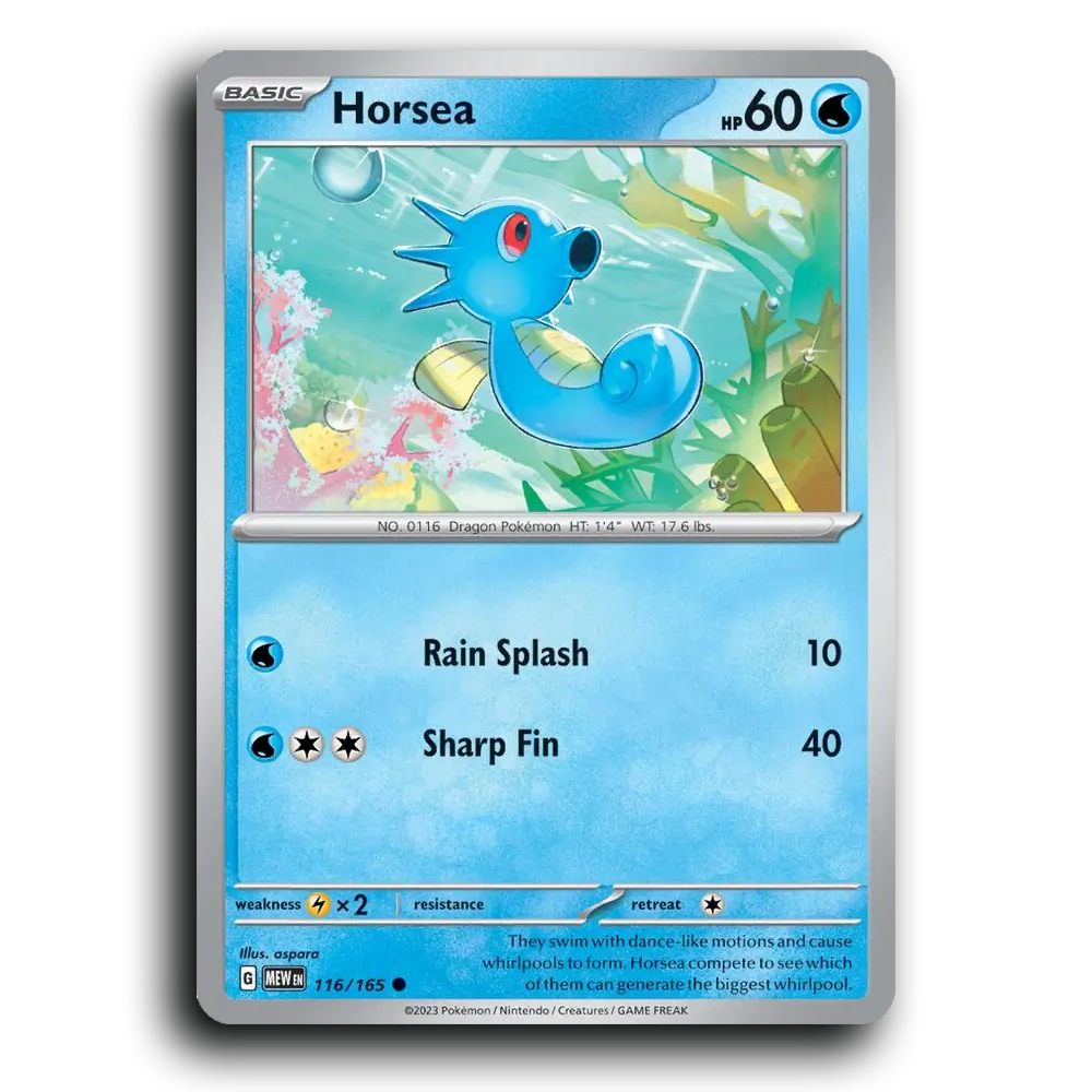 Horsea 116/165 151 Common Pokemon Card TCG Near Mint NM