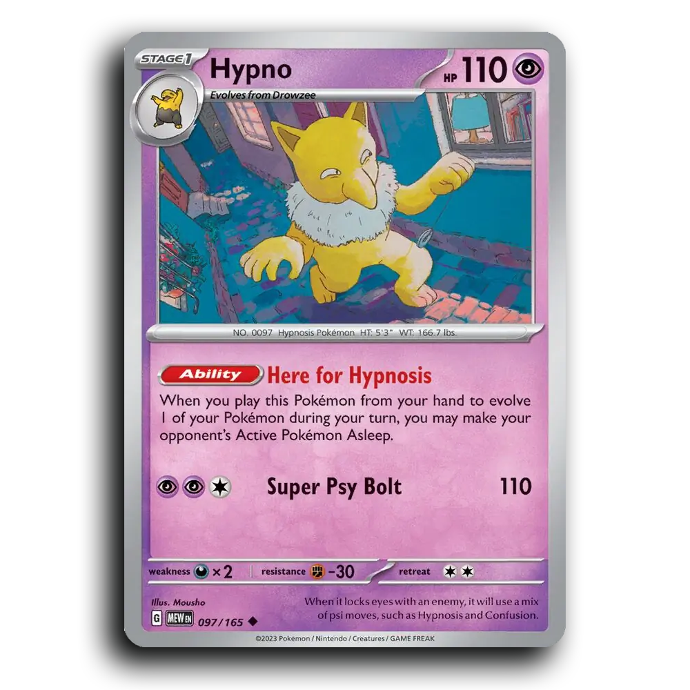Hypno 097/165 151 Uncommon Pokemon Card TCG Near Mint NM