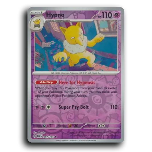 Hypno 097/165 151 Uncommon Pokemon Card TCG Near Mint NM Reverse Holo