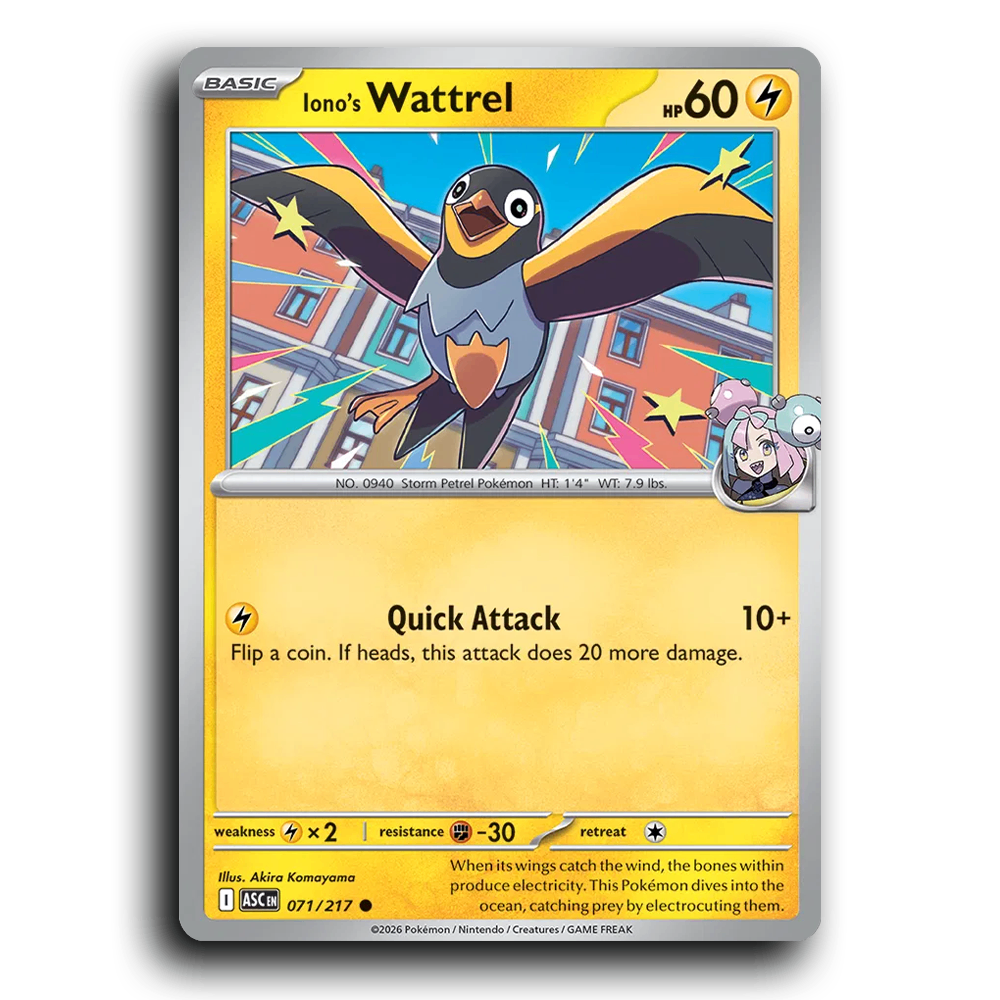 Iono's Wattrel 071/217 Ascended Heroes Common Pokemon Card TCG Near Mint NM