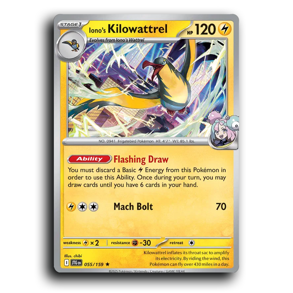 Iono's Kilowattrel 055/159 Journey Together Rare Pokemon Card TCG Holofoil