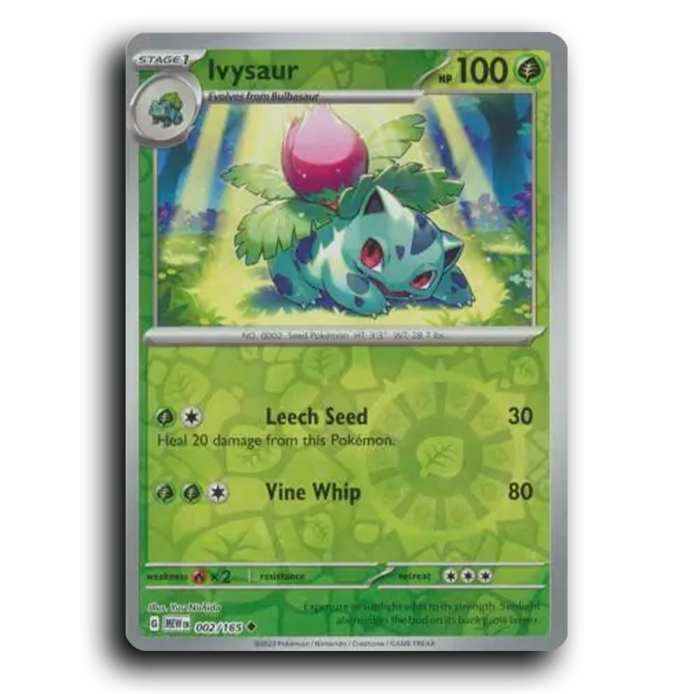 Ivysaur 002/165 151 Uncommon Pokemon Card TCG Reverse Holo