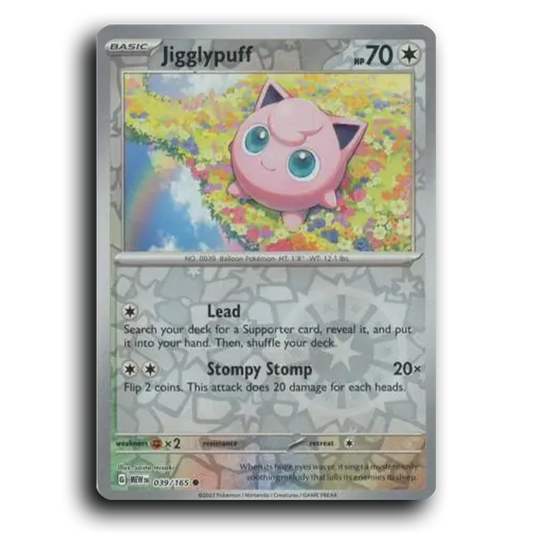 Jigglypuff 039/165 151 Common Pokemon Card TCG Reverse Holo