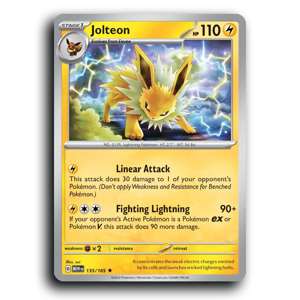 Jolteon 135/165 151 Rare Pokemon Card TCG Near Mint NM Holofoil