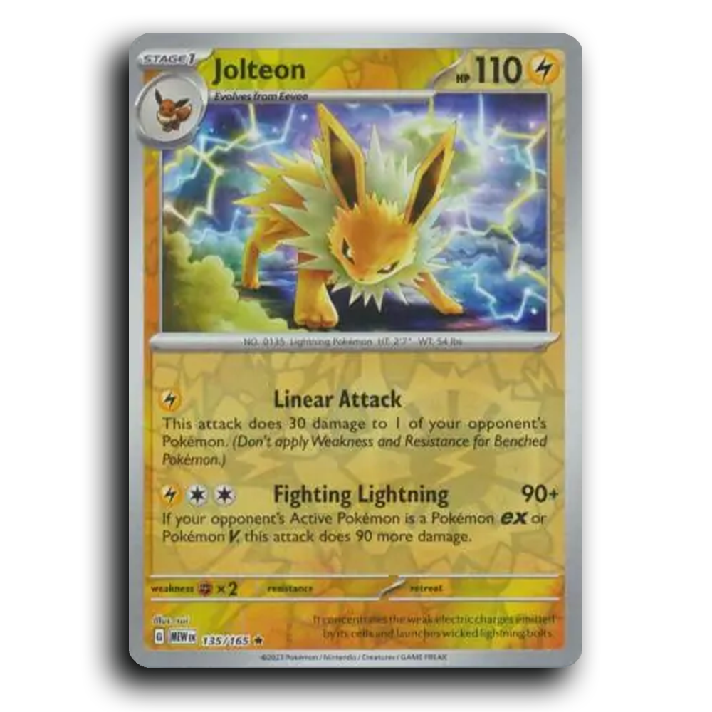 Jolteon 135/165 151 Rare Pokemon Card TCG Near Mint NM Reverse Holo